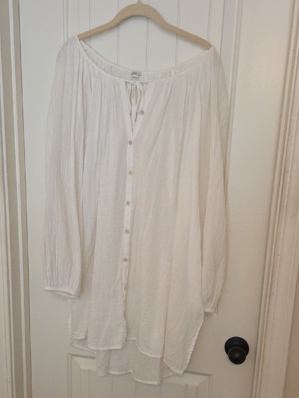aerie White Button-Front Peasant Tunic